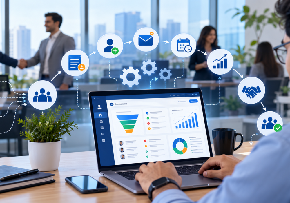 CRM Automation in a Modern Office
